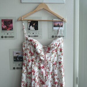 house of cb rose print corset midi sundress